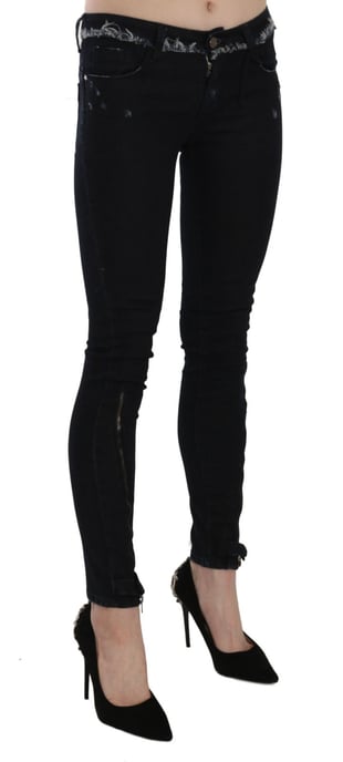 Costume National Jeans de mezclilla ajustados de tiro bajo con cremallera en negro - Image 5