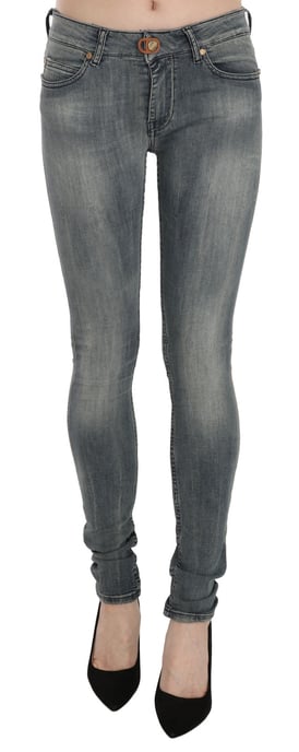 Jeans Casual Ajustados de Mezclilla de Cintura Baja Lavados Azules PLEIN SUD - Image 1