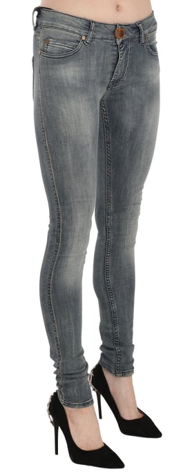Jeans Casual Ajustados de Mezclilla de Cintura Baja Lavados Azules PLEIN SUD - Image 3