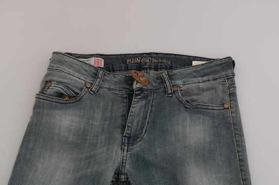 Jeans Casual Ajustados de Mezclilla de Cintura Baja Lavados Azules PLEIN SUD - Image 6