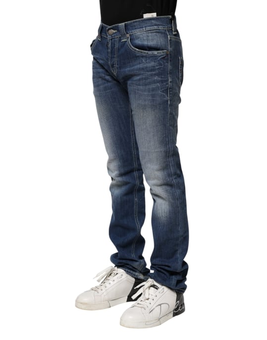 Jeans de mezclilla para hombre ajustados de lavado azul Dondup - Image 3
