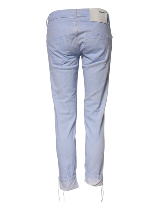 Jeans de mezclilla ajustados de algodón azul claro de tiro bajo Acht - Image 3