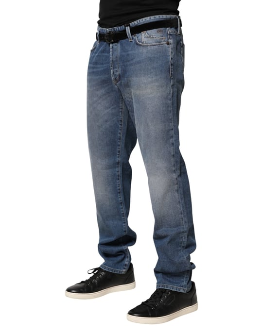 Jeans de hombre de denim azul lavados, de cintura media y corte recto Jeckerson - Image 3