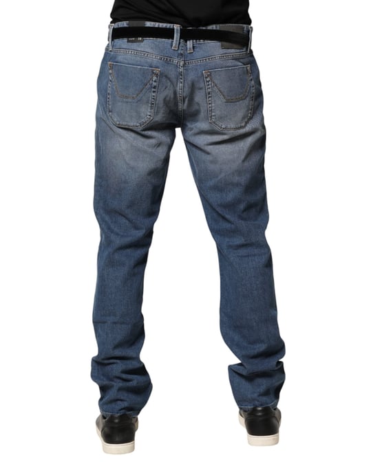 Jeans de hombre de denim azul lavados, de cintura media y corte recto Jeckerson - Image 4