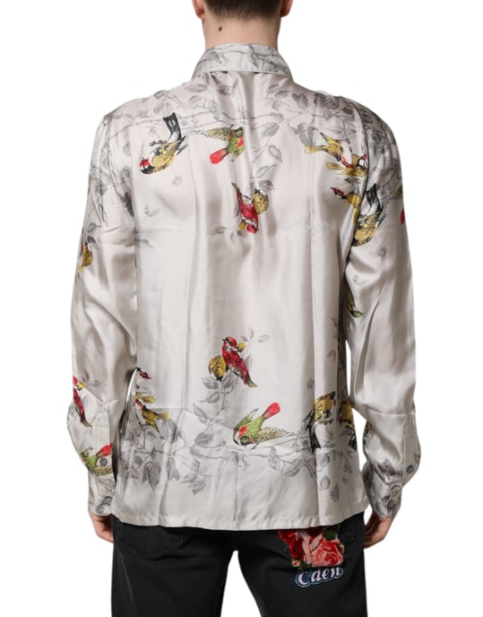 Camisa de botones de seda impresa multicolor de Dolce & Gabbana - Image 3