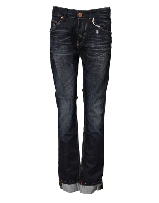 Jeans de mezclilla acampanados de algodón azul lavado de cintura media Acht - Image 2