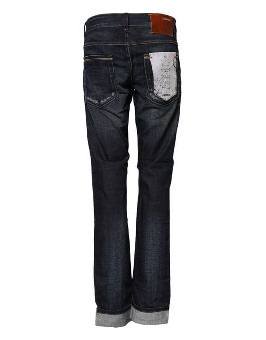 Jeans de mezclilla acampanados de algodón azul lavado de cintura media Acht - Image 3