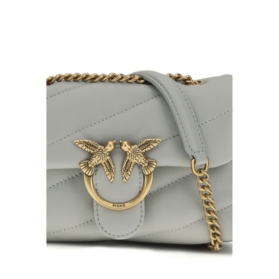 Bolso de Hombro Bos Taurus de Cuero de Ternera Gris PINKO - Image 4