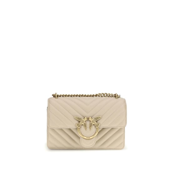Bolso de Hombro Bos Taurus de Cuero de Ternera Beige PINKO - Image 1