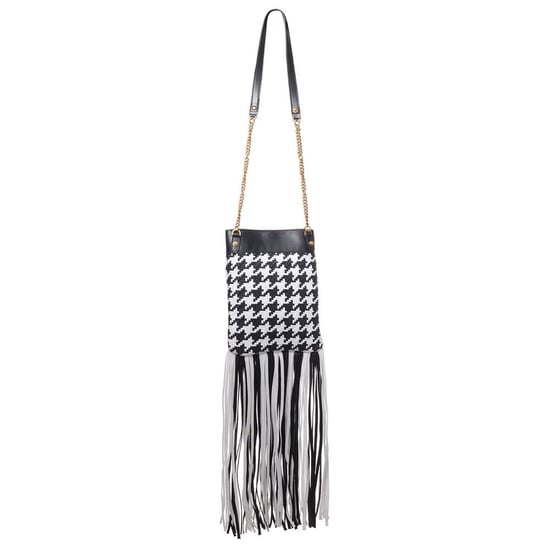 Bolso de hombro de cuero y textil en negro y blanco de Versace - Image 2
