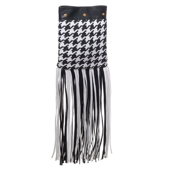 Bolso de hombro de cuero y textil en negro y blanco de Versace - Image 3