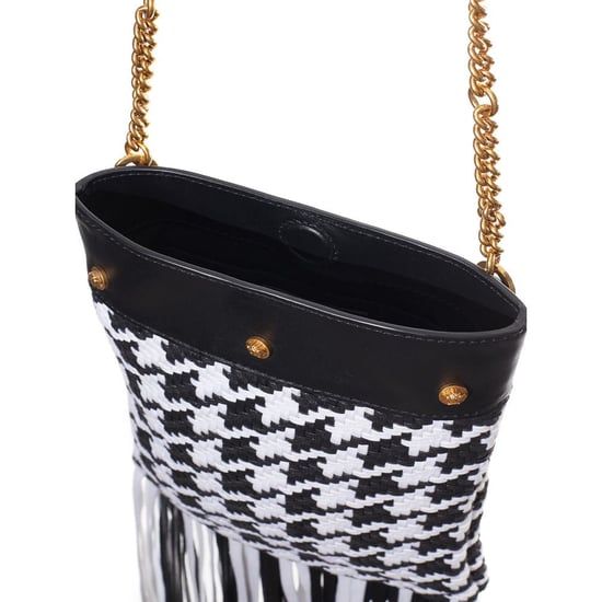 Bolso de hombro de cuero y textil en negro y blanco de Versace - Image 5