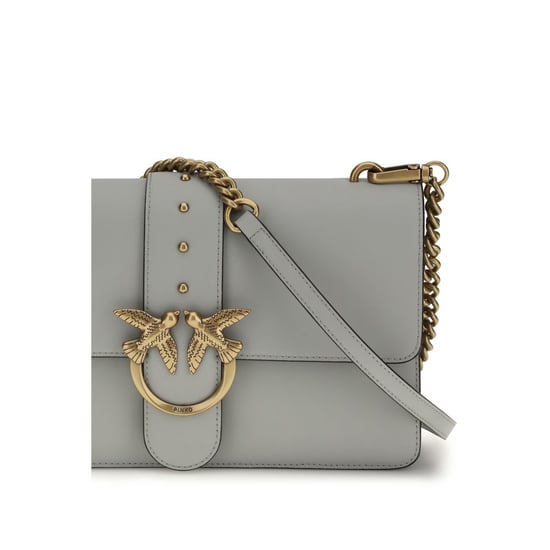 Bolso de Hombro de Cuero de Ternera Gris PINKO Bos Taurus - Image 4