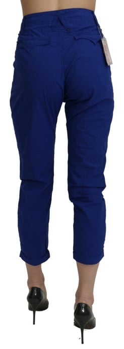 CYCLE Pantalones recortados ajustados de talle alto de algodón azul real - Image 4