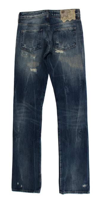 Jeans Rectos de Algodón Rasgado Lavado Azul Cavalli - Image 2