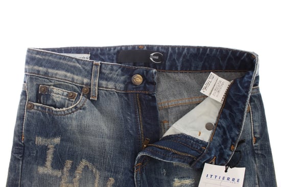 Jeans Rectos de Algodón Rasgado Lavado Azul Cavalli - Image 3
