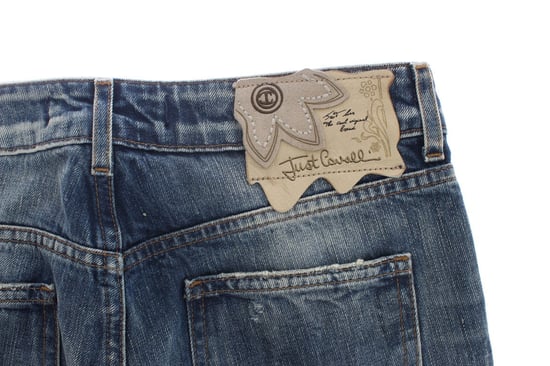 Jeans Rectos de Algodón Rasgado Lavado Azul Cavalli - Image 6
