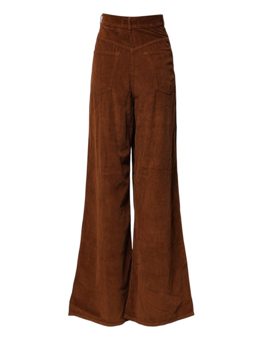 Pantalones de mezclilla de pana marrón Jucca de pierna ancha y cintura alta - Image 3