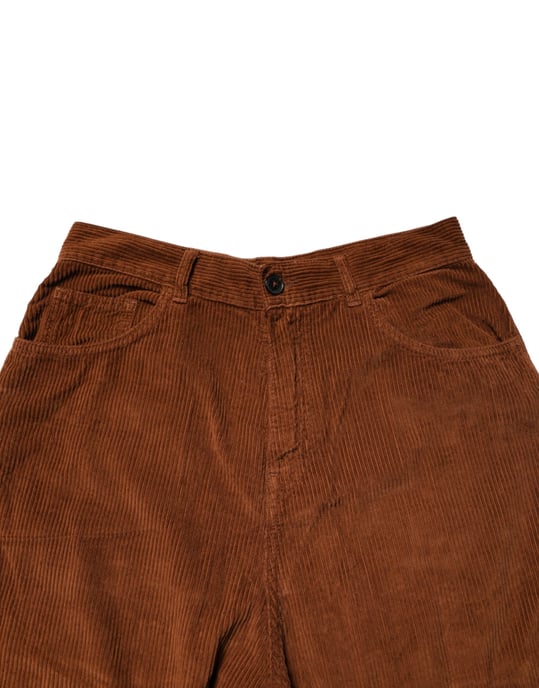 Pantalones de mezclilla de pana marrón Jucca de pierna ancha y cintura alta - Image 4