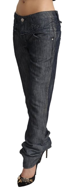 Jeans de mezclilla rectos de cintura media ancha en ramio gris oscuro Acht - Image 2