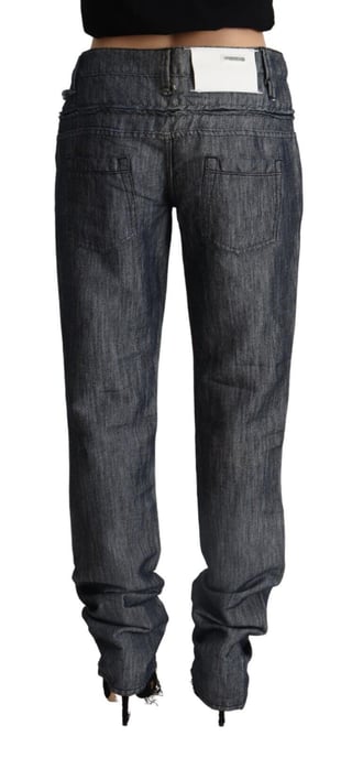 Jeans de mezclilla rectos de cintura media ancha en ramio gris oscuro Acht - Image 3