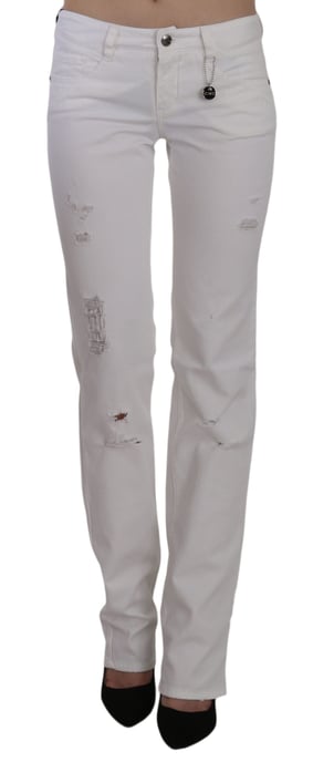 Pantalones de mezclilla rectos ajustados de algodón blanco Costume National - Image 1