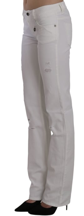 Pantalones de mezclilla rectos ajustados de algodón blanco Costume National - Image 2