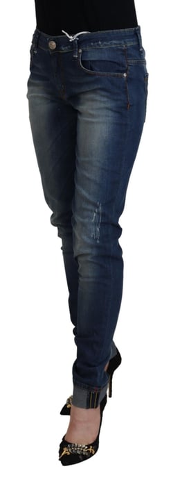 Pantalones vaqueros de mujer de algodón lavado azul Acht, corte slim - Image 4