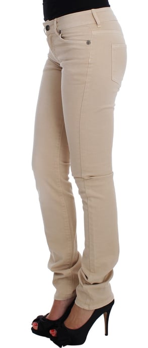 Jeans de algodón elásticos de corte ajustado en beige Cavalli - Image 2