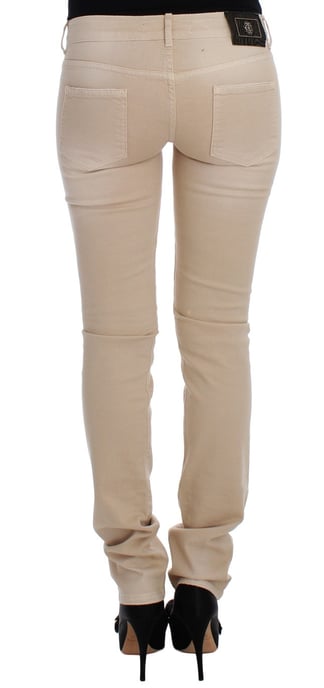 Jeans de algodón elásticos de corte ajustado en beige Cavalli - Image 3