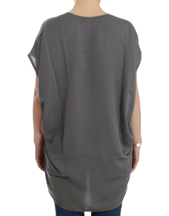 Camiseta larga gris de cuello en V de Costume National - Image 3