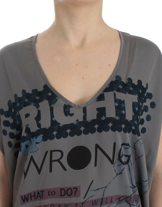 Camiseta larga gris de cuello en V de Costume National - Image 5