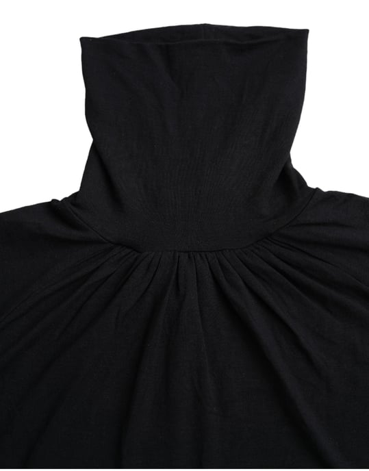 Top de Manga Corta de Viscosa Negro de Cuello Alto de Costume National - Image 6