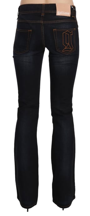 Jeans de mezclilla de corte boot cut de pierna regular y media altura en lavado azul de John Galliano - Image 3