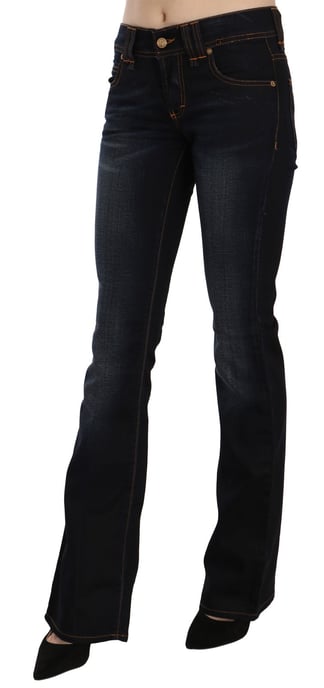 Jeans de mezclilla de corte boot cut de pierna regular y media altura en lavado azul de John Galliano - Image 4