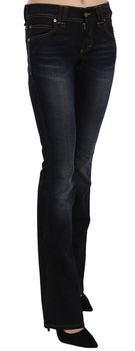 Jeans de mezclilla de corte boot cut de pierna regular y media altura en lavado azul de John Galliano - Image 5