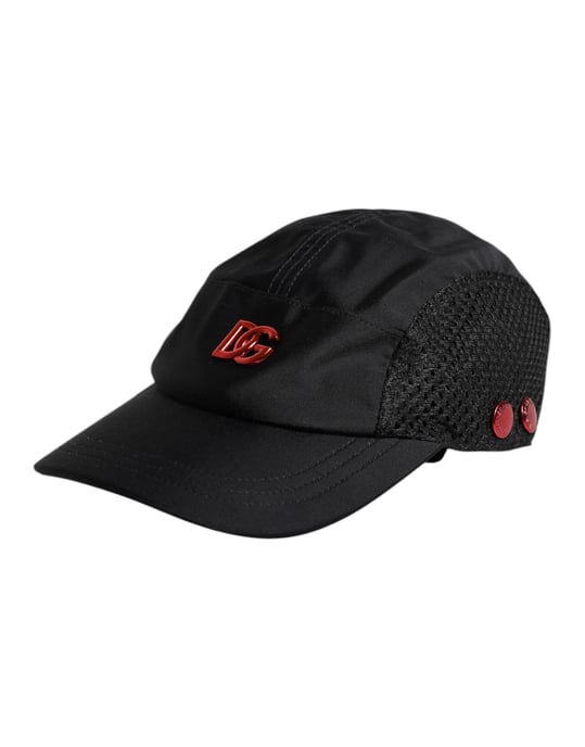 Gorra de béisbol de 6 paneles en nylon negro con logo DG de Dolce & Gabbana - Image 3