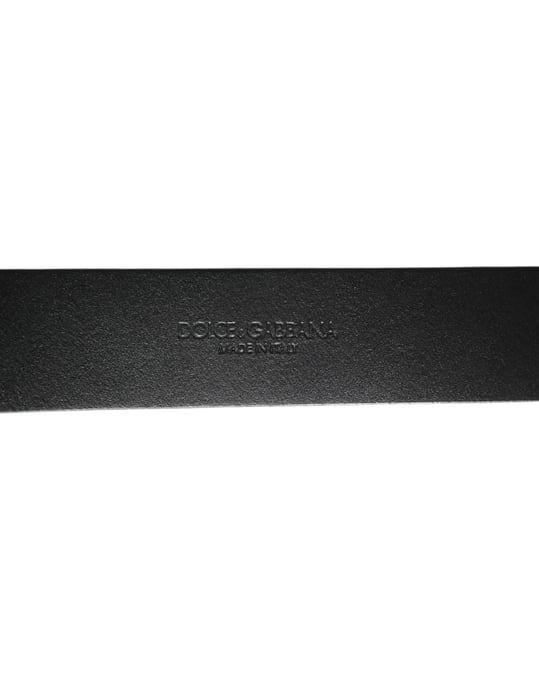 Cinturón de Hombre Dolce & Gabbana de Cuero Texturizado Negro Plateado con Hebilla - Image 3