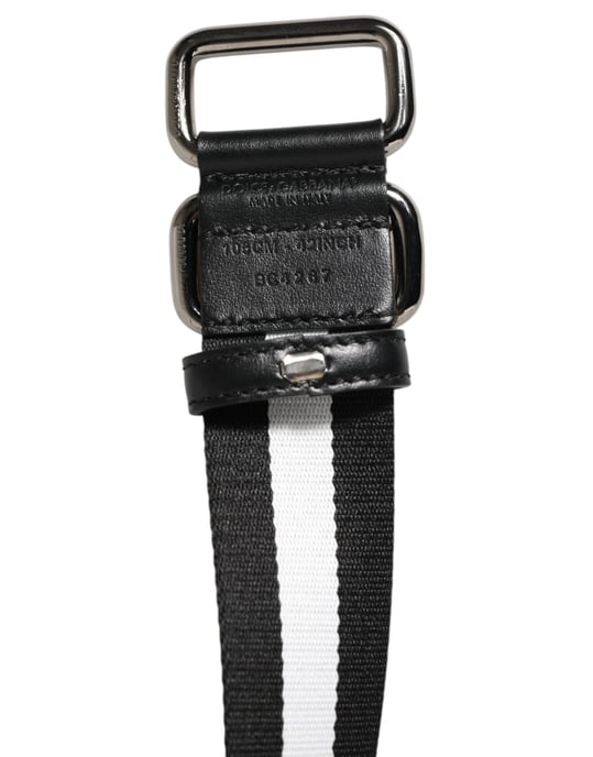 Cinturón para hombre Dolce & Gabbana de metal con hebilla y rayas en negro y blanco - Image 3