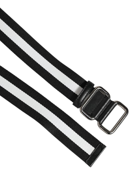 Cinturón para hombre Dolce & Gabbana de metal con hebilla y rayas en negro y blanco - Image 4