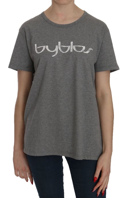 Blusa T-shirt de cuello redondo gris de algodón BYBLOS de manga corta - Image 2