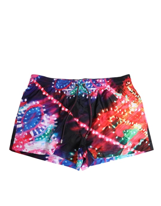 Pantalones Cortos de Baño de Poliéster con Estampado Neón Multicolor de Dolce & Gabbana - Image 1