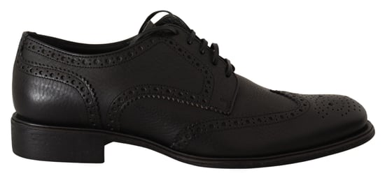 Zapatos de vestir formales Oxford de piel negra Dolce & Gabbana con puntera de alas - Image 1