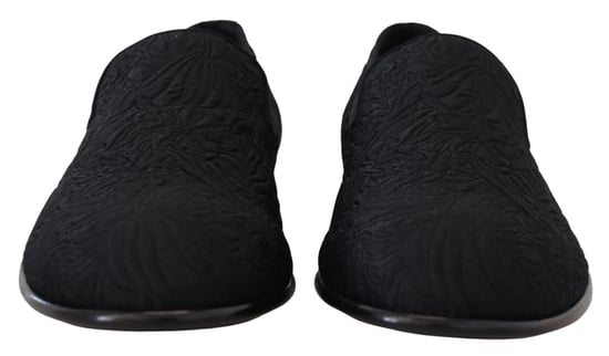 Zapatos Mocasines de Jacquard Floral Negro Dolce & Gabbana - Image 3