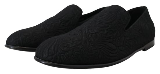 Zapatos Mocasines de Jacquard Floral Negro Dolce & Gabbana - Image 4