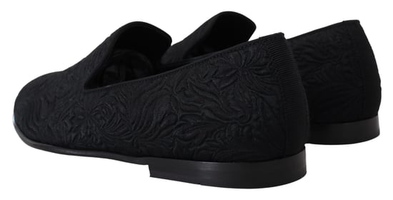 Zapatos Mocasines de Jacquard Floral Negro Dolce & Gabbana - Image 5