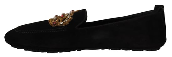 Mocasines negros de cuero con cristal y corona dorada de Dolce & Gabbana - Image 5