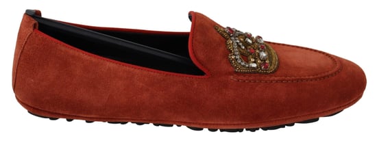 Mocasines de Cuero Naranja con Cristales Corona de Dolce & Gabbana - Image 1