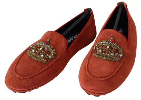Mocasines de Cuero Naranja con Cristales Corona de Dolce & Gabbana - Image 2
