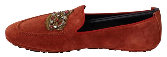 Mocasines de Cuero Naranja con Cristales Corona de Dolce & Gabbana - Image 4